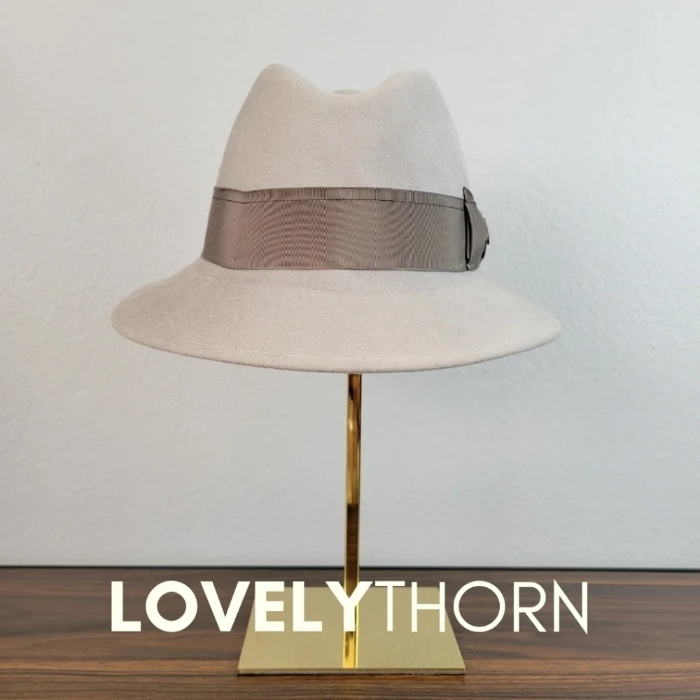 GOORIN BROS // ltd ed bourbon rocks grey-bone fedora-cloche grosgrain ribbon